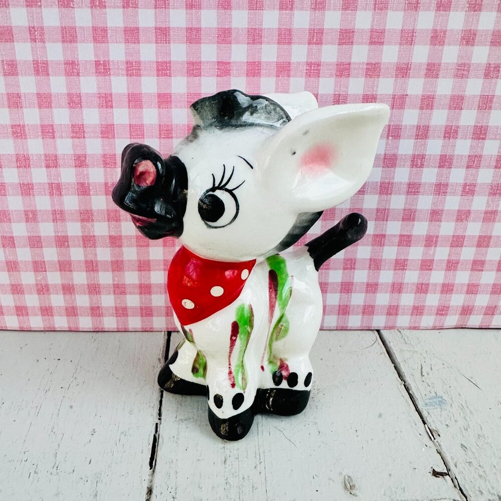Vintage Anthropomorphic Donkey Figurine Japan Ceramic Big Eyes Kitsch 1950s
